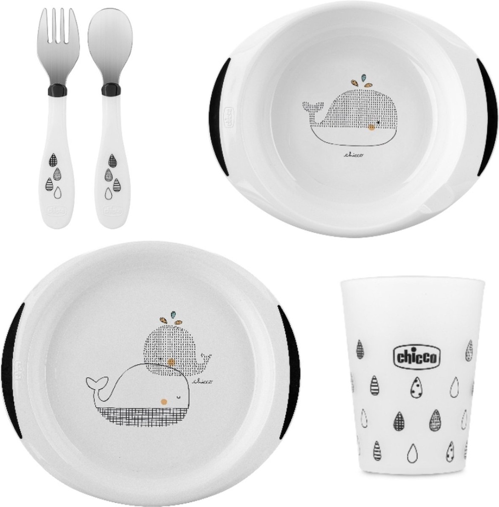 Set repas Noir Blanc 5pcs 18M Chicco